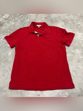 Burberry Brit Women's Red Short Sleeve Pique Polo Shirt Size Medium
